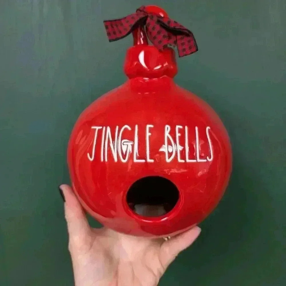 Rae Dunn  jingle bells birdhouse Christmas